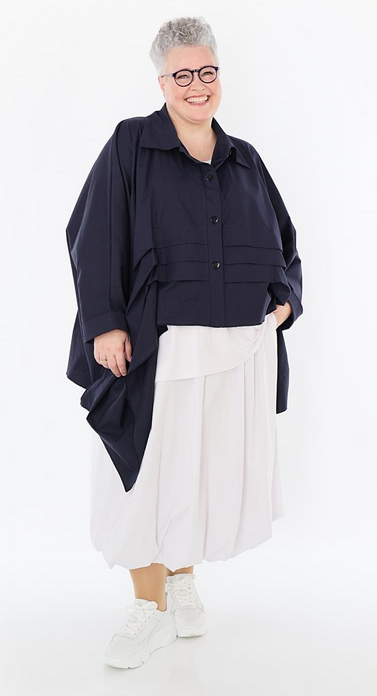 Sommer Bluse in Zipfel Form aus feiner Popeline Qualität