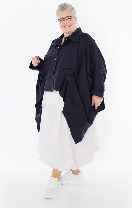 Sommer Bluse in Zipfel Form aus feiner Popeline Qualität