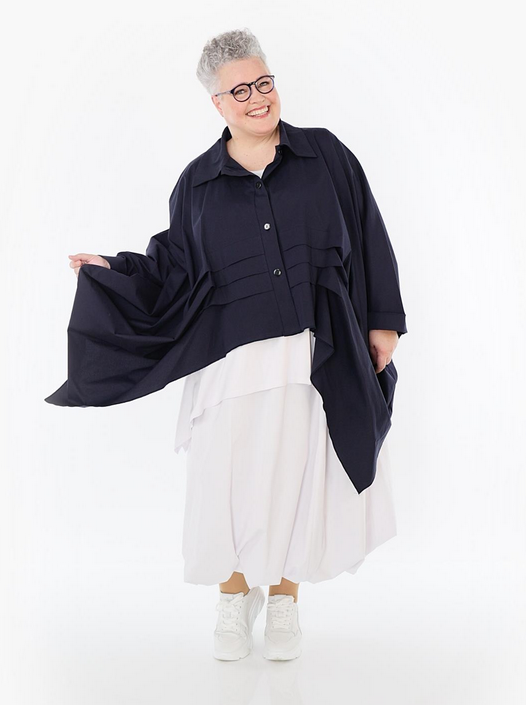 Sommer Bluse in Zipfel Form aus feiner Popeline Qualität