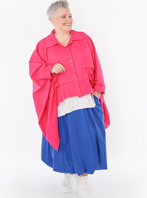 Sommer Bluse in Zipfel Form aus feiner Popeline Qualität