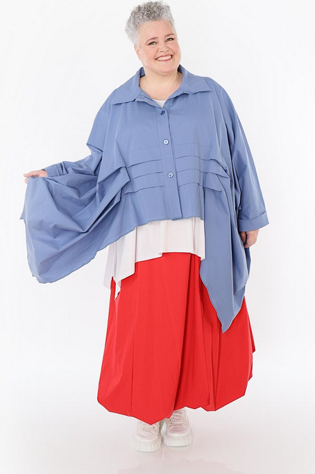 Sommer Bluse in Zipfel Form aus feiner Popeline Qualität