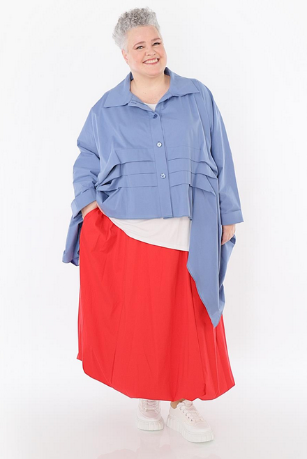 Sommer Bluse in Zipfel Form aus feiner Popeline Qualität