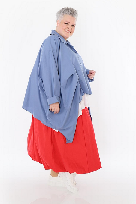 Sommer Bluse in Zipfel Form aus feiner Popeline Qualität