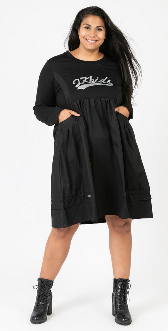 Kleid Mix Memory Jersey mit Pailleten Applikation in 2 Farben
