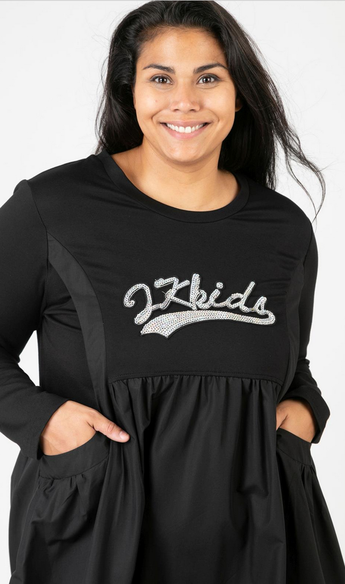 Kleid Mix Memory Jersey mit Pailleten Applikation in 2 Farben